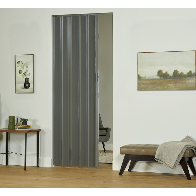 Porte accordéon en PVC / vinyle Spectrum Elite Flush, 48 po x 96 po, Gris urbain