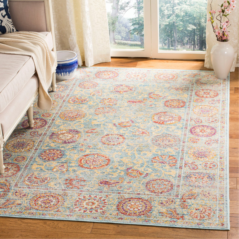 Tapis oriental en viscose Beausejour Sevilla bleu clair, Rectangle 4 pi x 5 pi 7 po