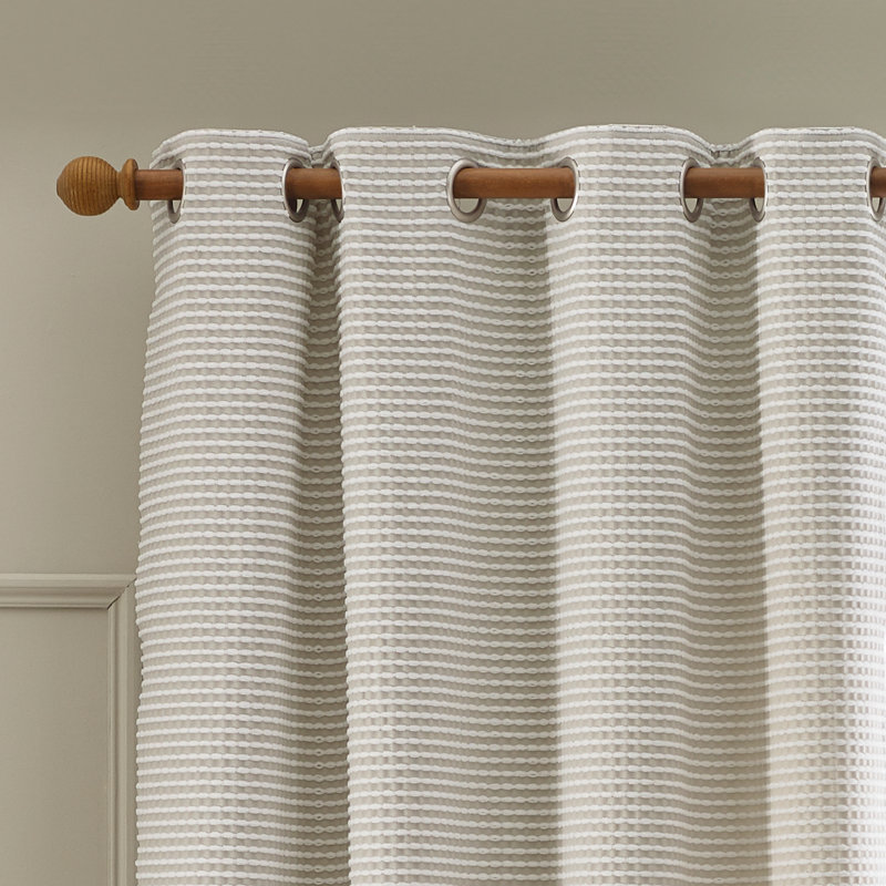 Stab Stitch Lined Eyelet Curtains, Natural, 66x54 Inch