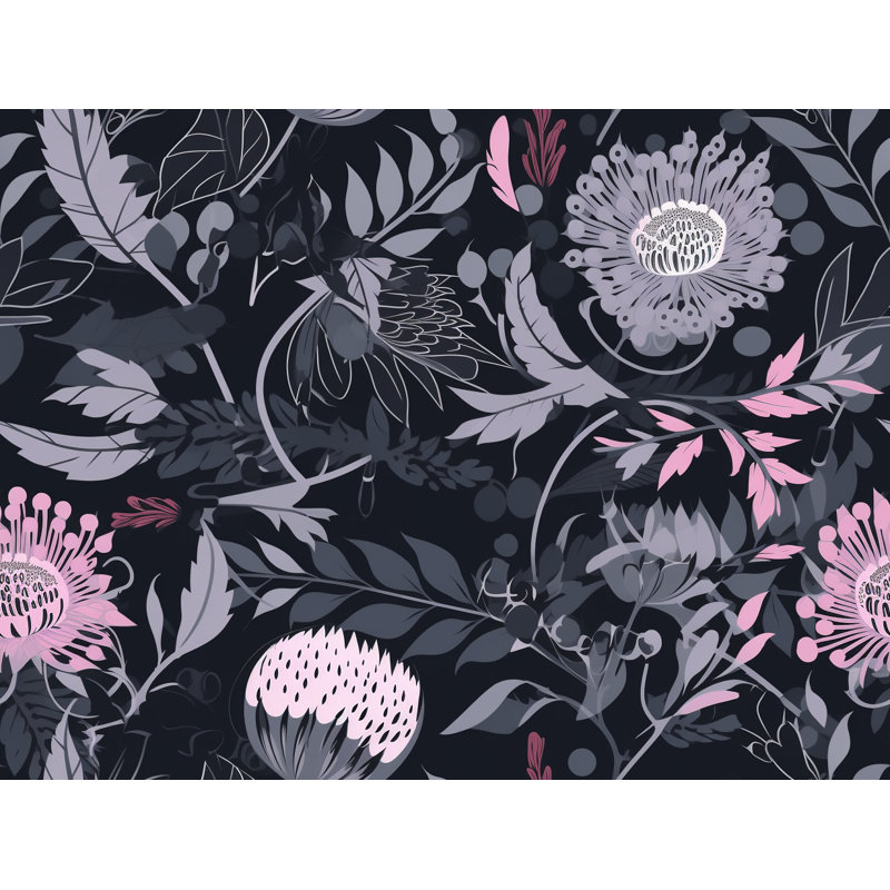 Machine Printed Duvet Cover, Queen Duvet Cover, Black/Gray/Purple