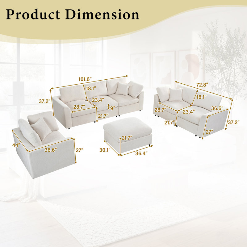Ensemble de canapés modulaires 4 pièces, Beige