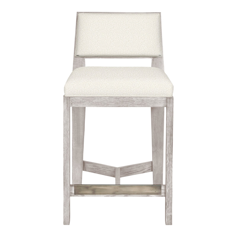Scoville By Thom Filicia Upholstered Counter Stool with Solid Wood Frame, Gris colombe, Kenworth perle