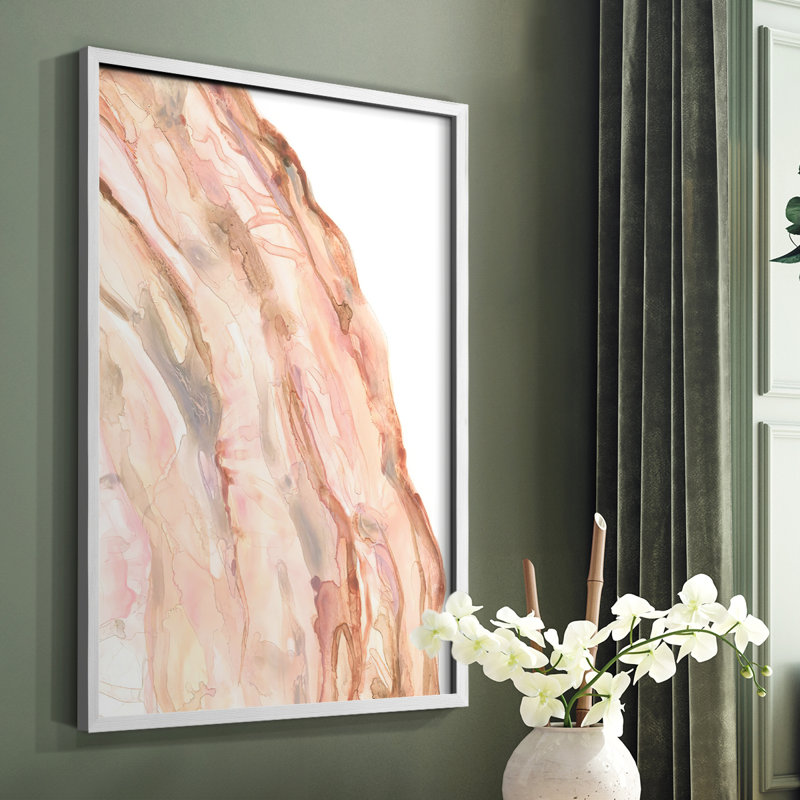 Rose Quartz I, reproduction encadrée - bois massif, H 28 po x l 22 po, Blanc