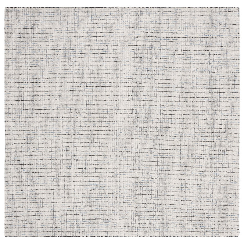 Aprell Handmade Tufted Wool Gray/Light Blue Area Rug, Square 6'