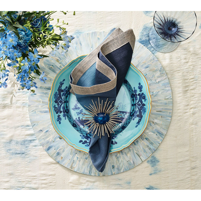 Dip Dye Linen Napkin, Navy/Blue