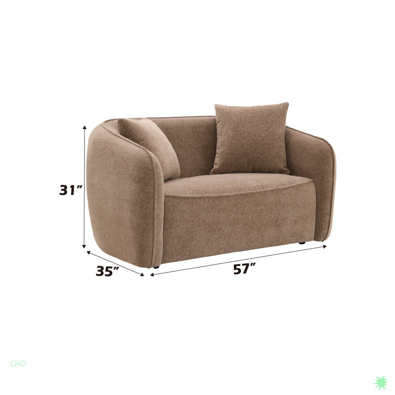 Chenille Loveseat With 2 Matching Color Toss Pillows, Brown