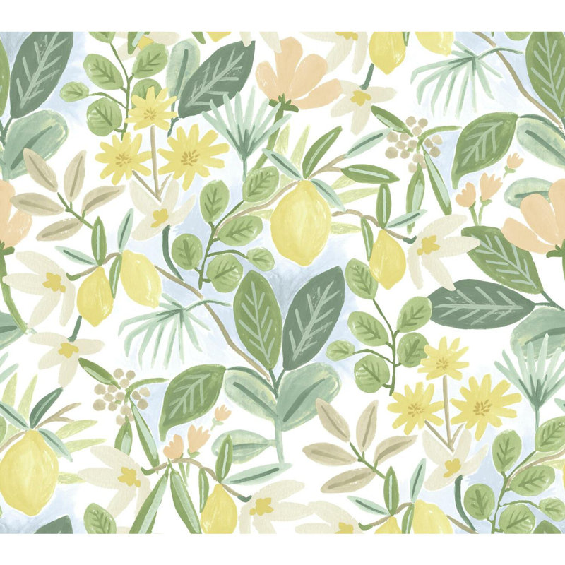 Rouleau de papier peint autocollant L 20 pi x l 27 po Amalfi, Rose / vert
