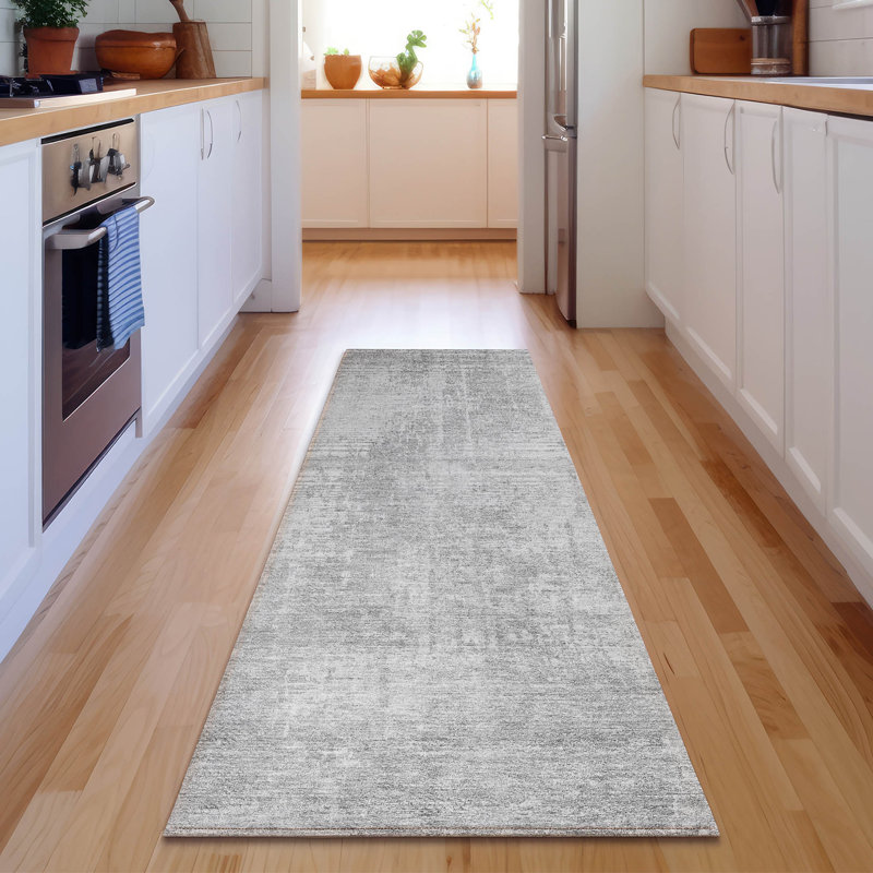 Premium Machine Washable Prisco Silver Rug, Runner 2'3" x 7'6"