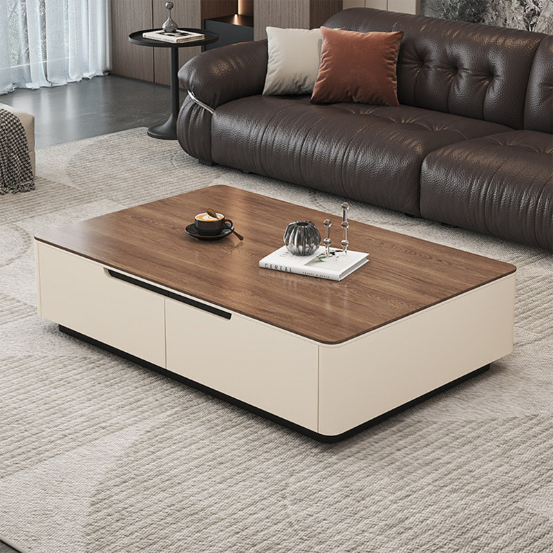 Table basse moderne en pierre, Blanc, H 16,9 po x L 47,2 po x l 23,6 po