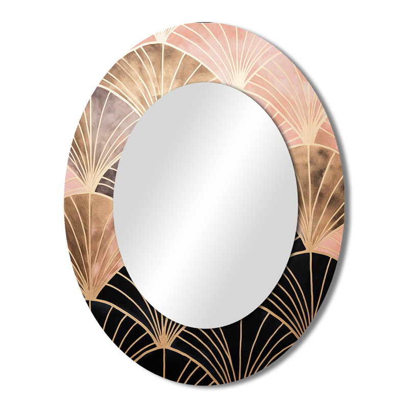 Éclat d'or rose - grand miroir mural ovale sur métal, 43 po x 33 po