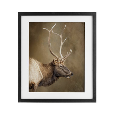 Outdoorsman Rustic Deer Framed Print Under Glass, design by Kelley Parker