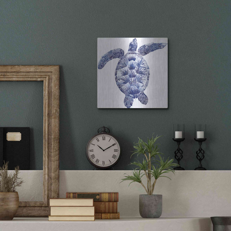 «Marine Turtle II» par Grace Popp sur métal, H 12 po x l 12 po