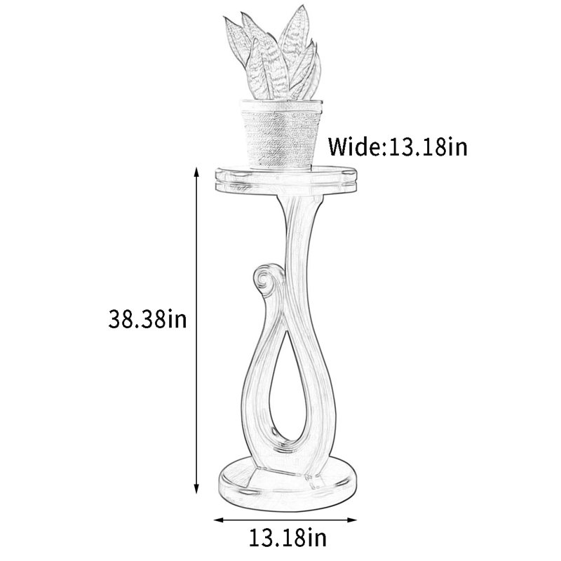 Support pour plante rond en frêne massif, H 38,38 po x L 13,18 po x P 13,18 po, Blanc
