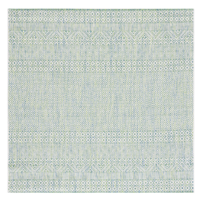 Tapis intérieur / extérieur vert Elio, Carré 5 pi 3 po
