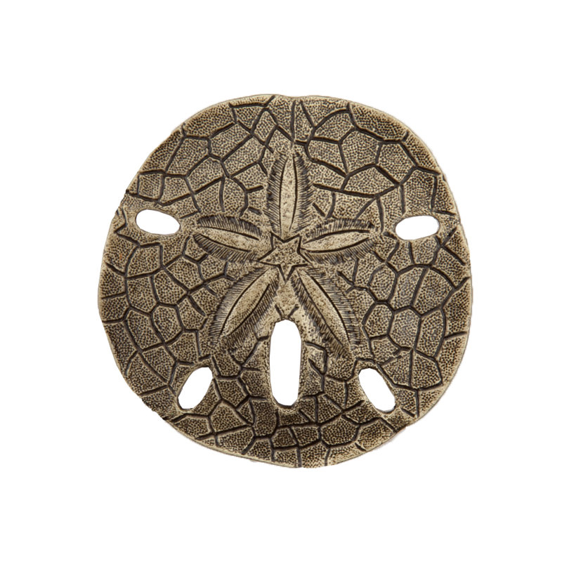 Poignée d'armoire Sand Dollar, Laiton antique