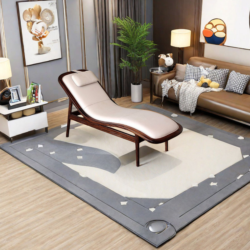 Fauteuil inclinable en cuir confortable avec structure en bois massif