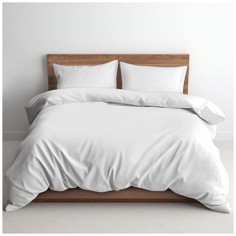 Microfiber Plain Dyed Duvet Cover Set with Pillowcases | Durable & Breathable Bedding for Comfort & Style, White