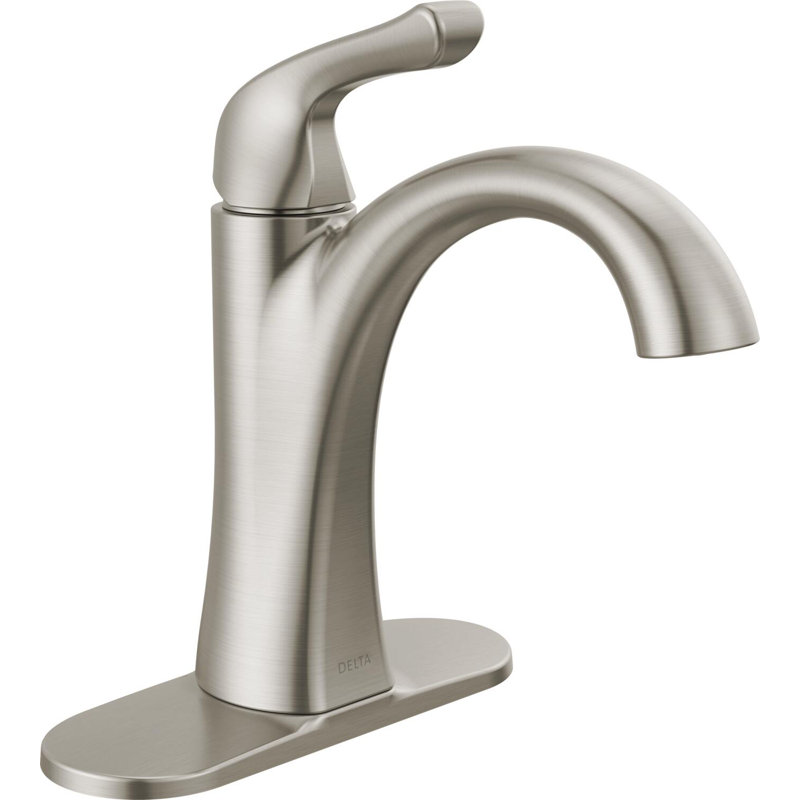 Arvo Single Hole Bathroom Faucet with Drain Assembly, Single Handle Bathroom Sink Faucet, Spotshield Brushed Nickel