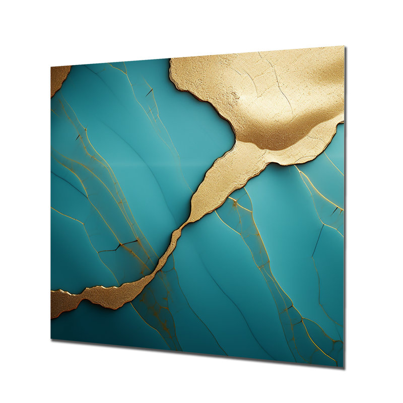 Touche d'art sur agate turquoise - marbre, Pas de métal encadré, H 36 po x l 36 po x P 1,5 po