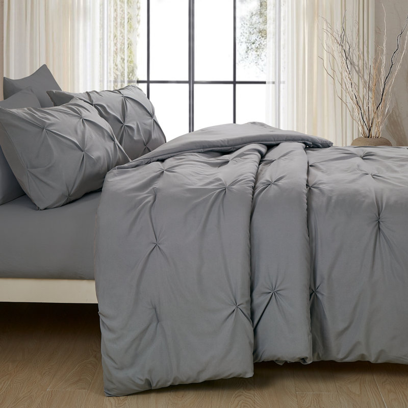 Ensemble d'édredon 2 pièces Marina, Édredon pour lit simple + 1 taie décorative stan, Gris