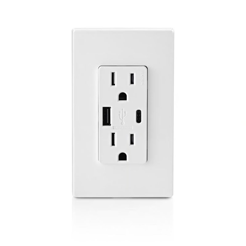 Leviton Decora 15 Amp 125 Volt Type A/C Duplex Watthite Outlet and USB Charger 5-15R 1 Pack