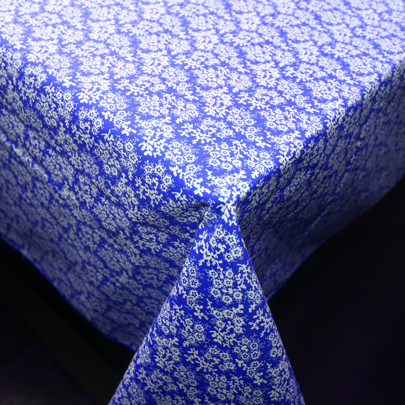 Botanic Flower Pattern Print Tablecloths, Blue, 36" x 36"