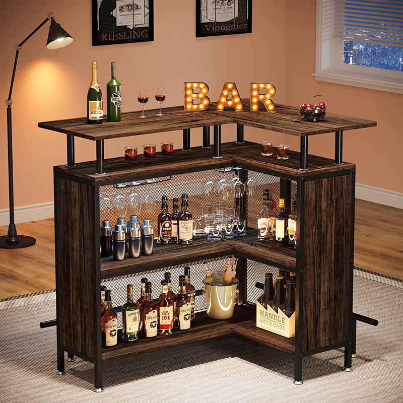 Bhima Bar Unit with Storage, Brown
