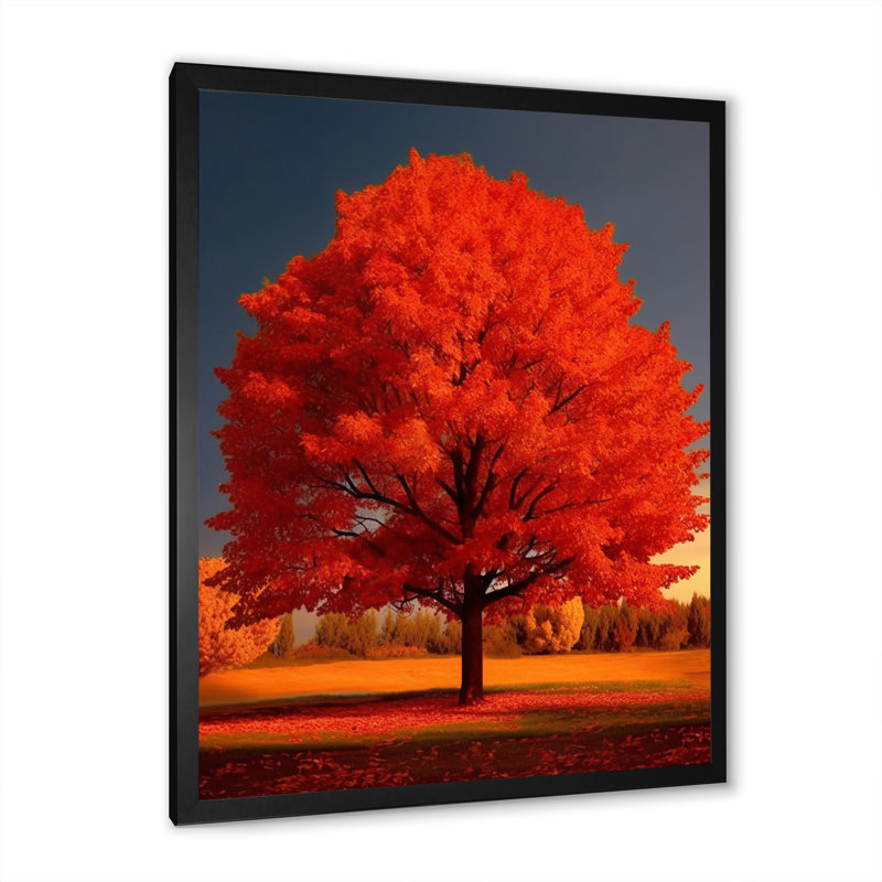 «Most Beautiful Yellow Tree In The Countryside», reproduction sur toile, H 20 po x l 12 po x P 1 po, Cadre simple noir