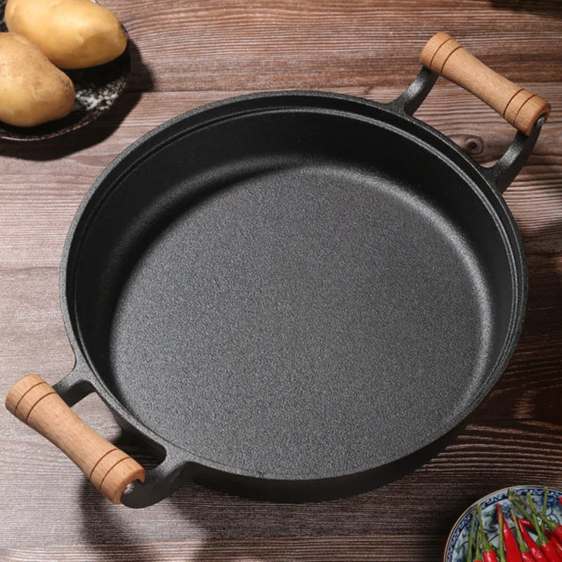 Thick Cast Iron Pancake Pan Uncoated Griddle for Induction, 10.8"