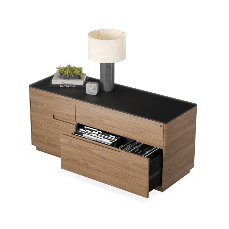 Luma 2 - Drawer File Cabinet, Walnut/Black