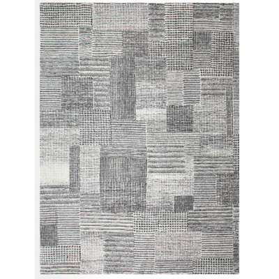 Zahi Hand Tufted Abstract Area Rug in Gray/Black/Ivory