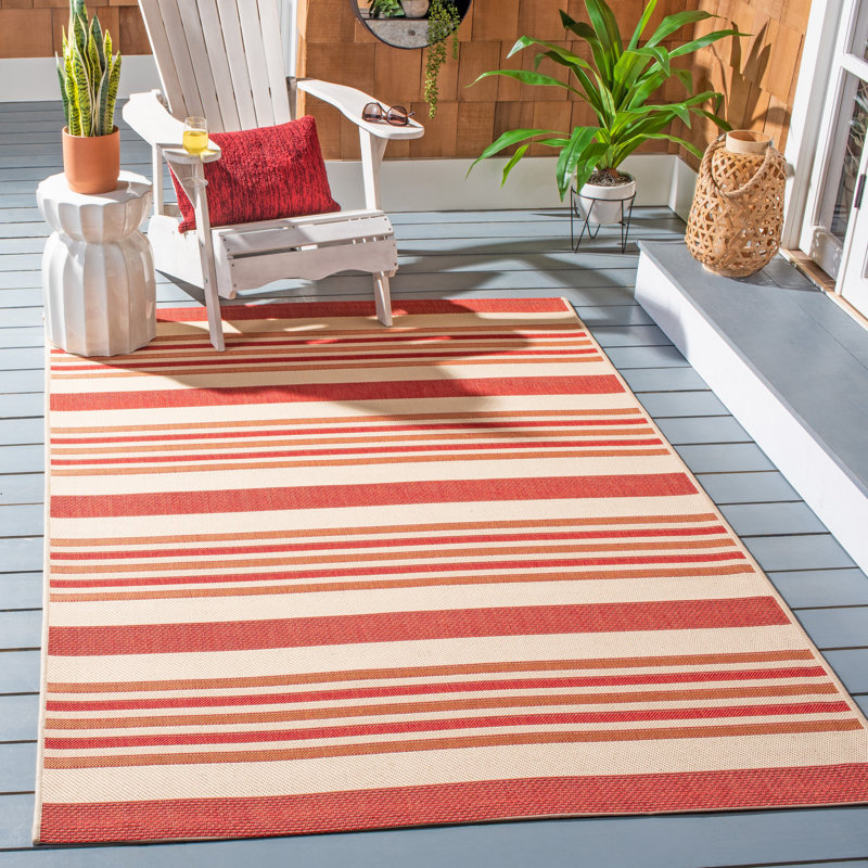 Herefordshire Performance Striped Indoor/Outdoor Area Rug, Rectangle 9' x 12'