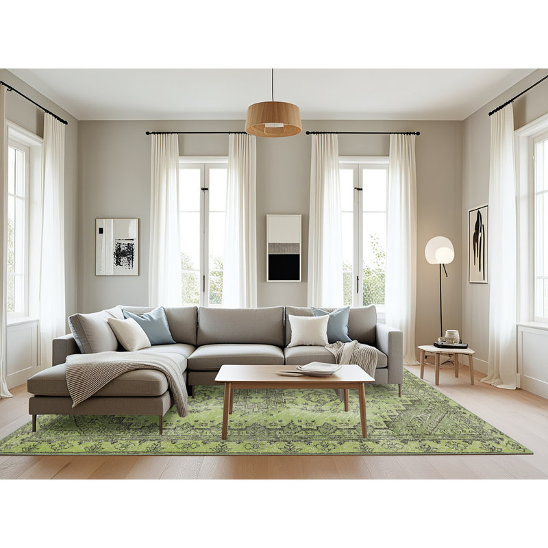 Tapis zone verte claire contemporaine, Rectangle 8 pi x 10 pi