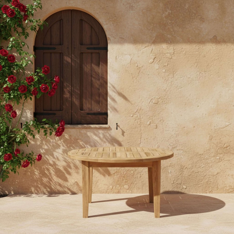 Brianna Outdoor Round Teak Coffee Table
