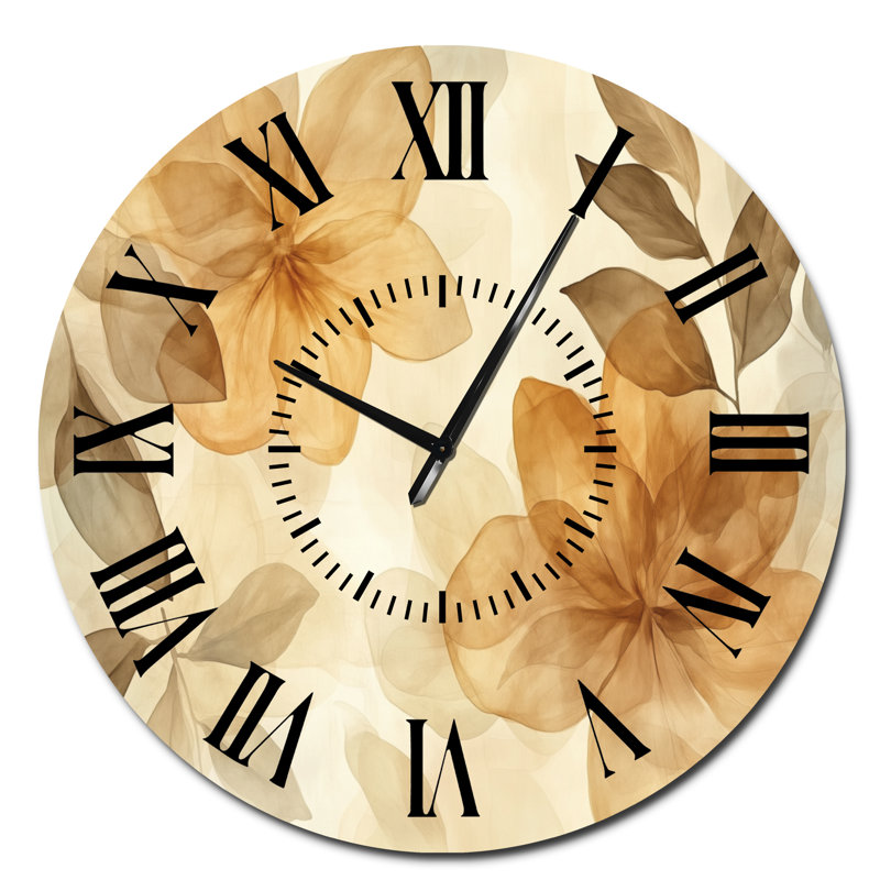 Horloge murale Caramel Botanical Fade II, Surdimensionné