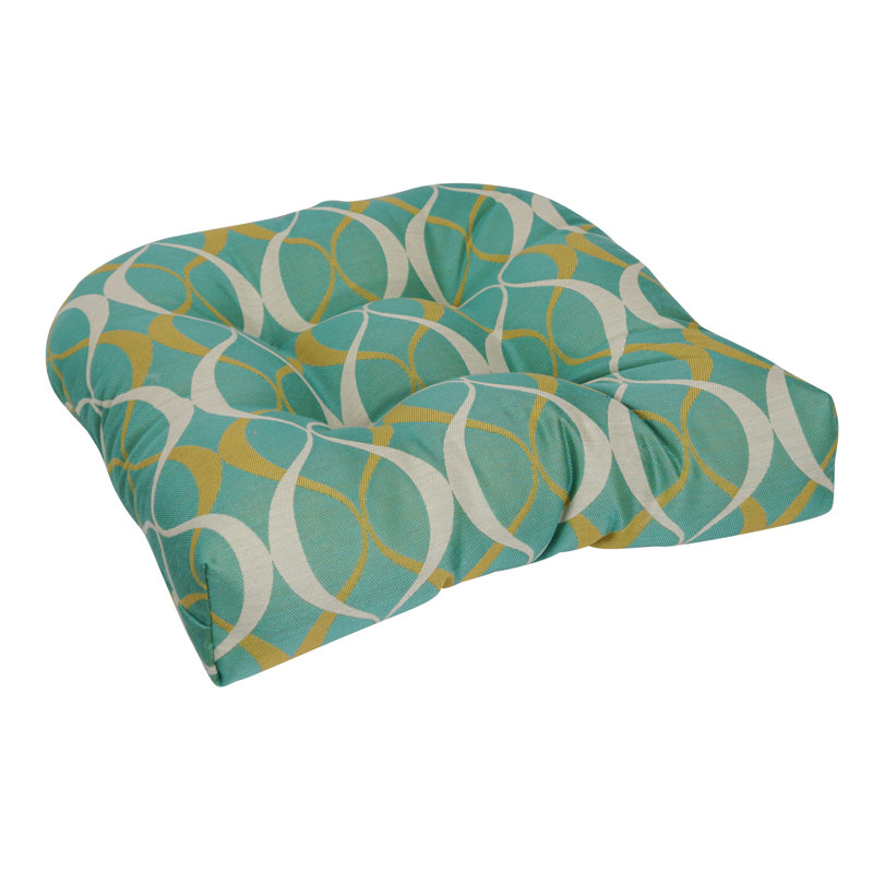 Outdoor 5'' Seat Cushion, Emerald/Gold