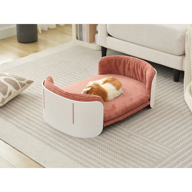 Lit pour chien moderne avec housse de matelas amovible, Rose/Blanc