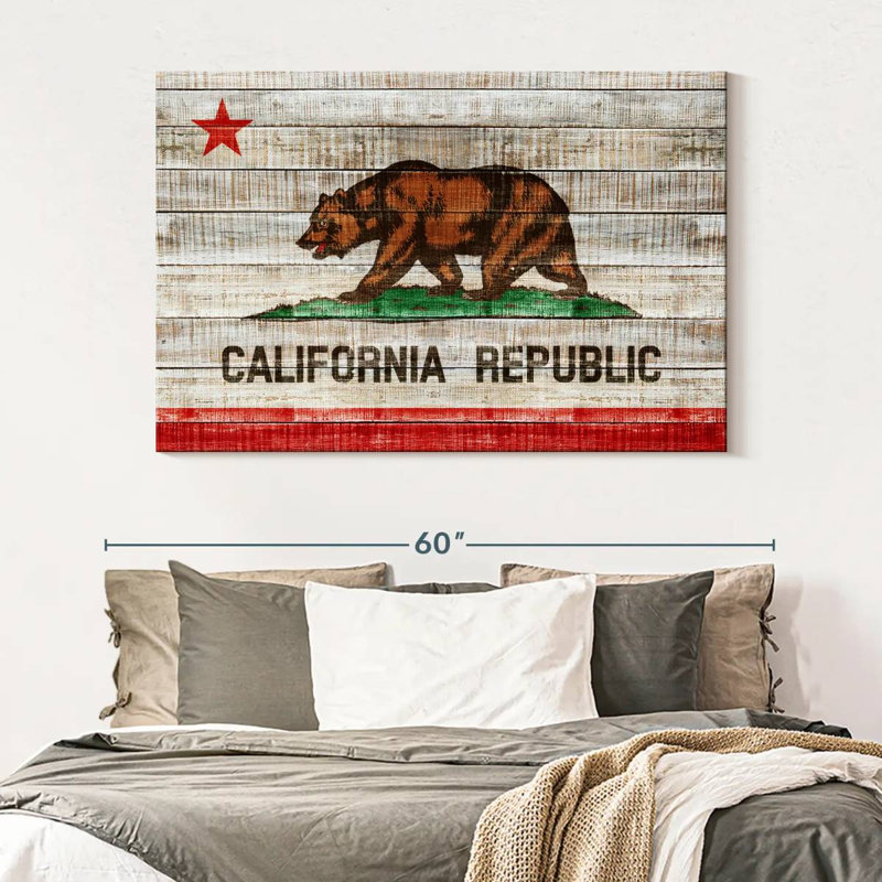 Borges Rustic California Flag, 34" H x 51" W