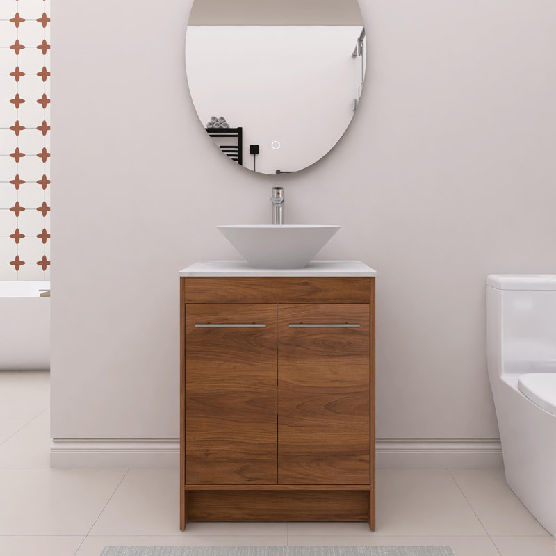 Meuble-lavabo simple 23,64 po avec plateau en céramique Matazzoni