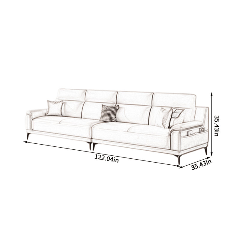 Canapé simple luxueux et léger, H 35,43 po x l 122,04 po x P 35,43 po