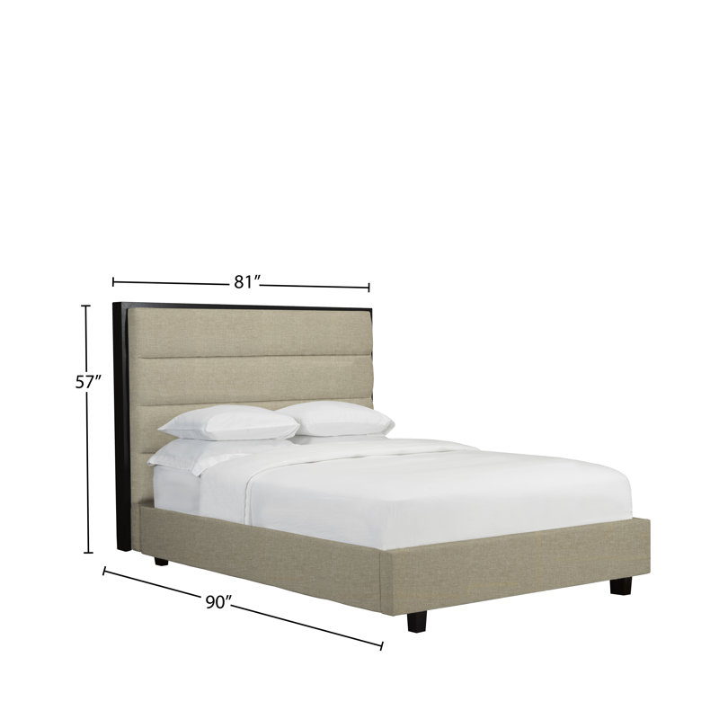 Lit plateforme en tissu d’ameublement Heanor, Beige, Très grand