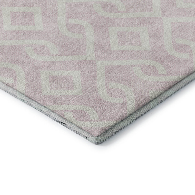 Premium Machine Washable Cerrito Pink Rug, Rectangle 3' x 5'