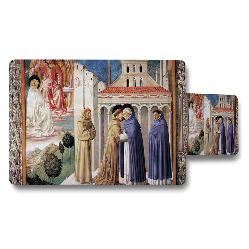 Medieval Scene Religious Art Placemat and Coaster Set