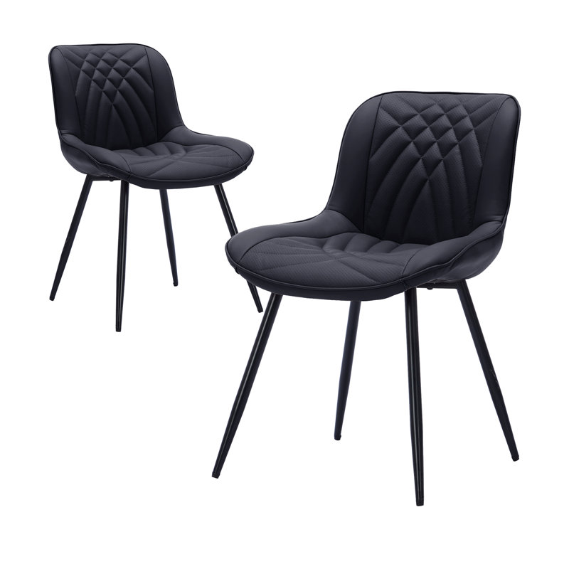 Chaises de salle à manger rembourrées Mid-Century, 2, Noir, noir, noir, noir