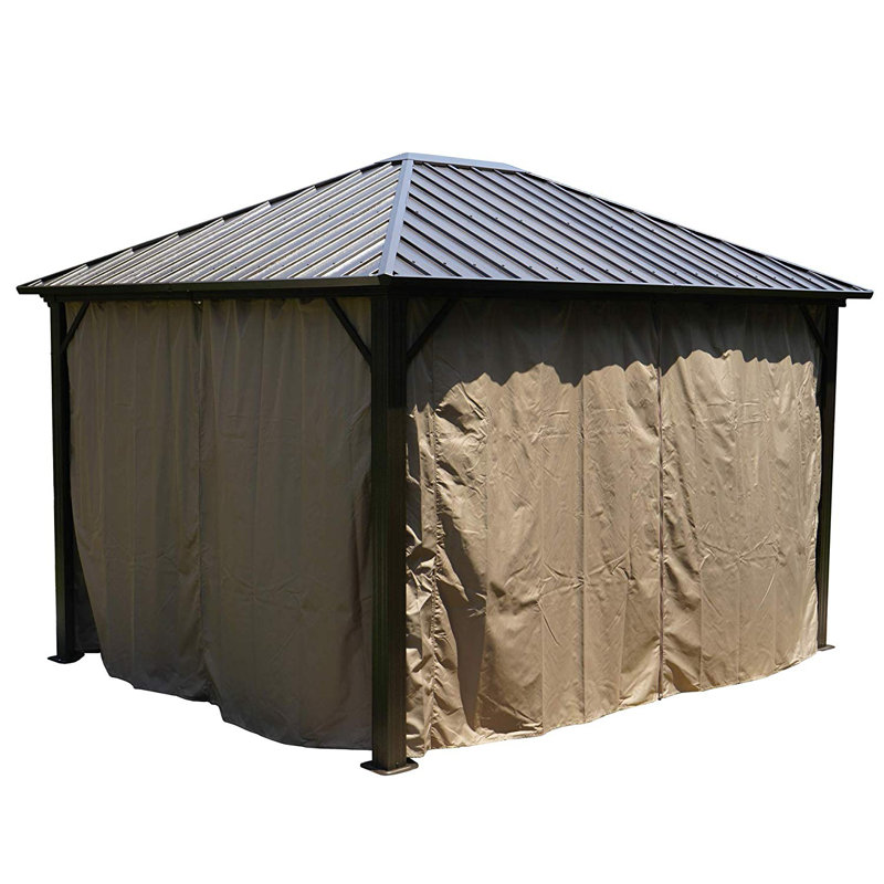 Kozyard Gray Double Roof Hardtop Gazebo with Curtain and Mosquito Netting, 12 (ft) x 10 (ft)
