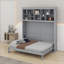 Grand lit escamotable mural avec tablettes supérieures et port USB-102515716