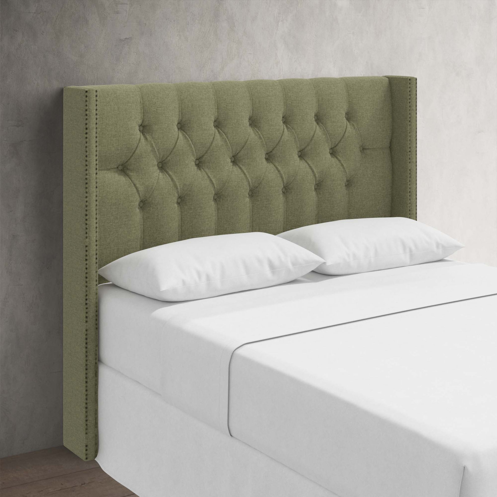 Knighten Upholstered Headboard, Queen, Zuma Laurel Textured Linen