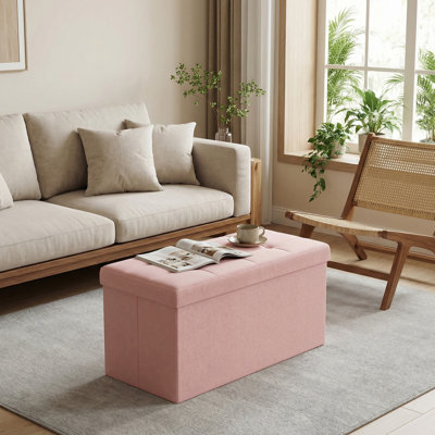 30.5"W Folding Storage Ottoman Bench