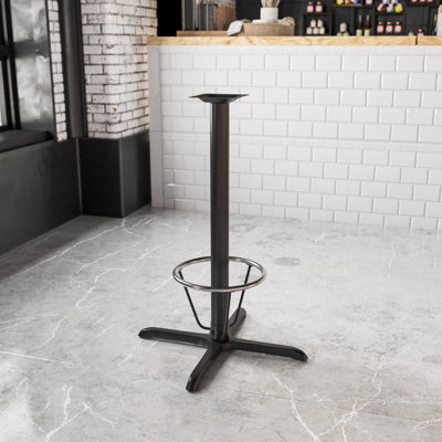 22" x 22" Restaurant Table X-Base with 3" Dia. Bar Height Column & Foot Ring