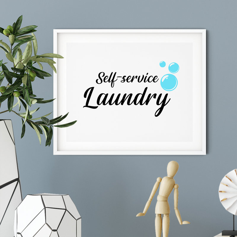 Self-Service Laundry - Reproduction d'art textuel sur papier, H 10 po x l 8 po x P 0,01 po